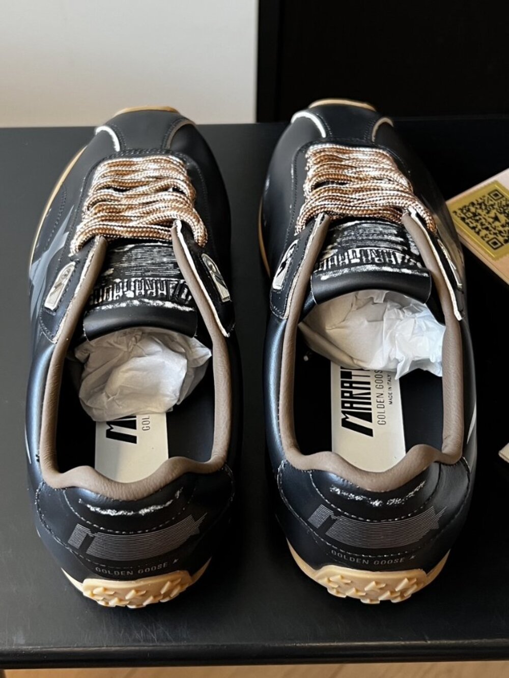 Golden Goose Marathon Speed Black Leather Sneakers EU 38 - Picture 4 of 8